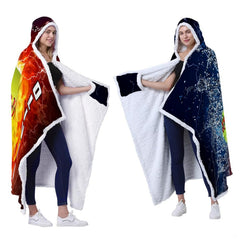 Athlete room styling with fire and water softball graphic blanket