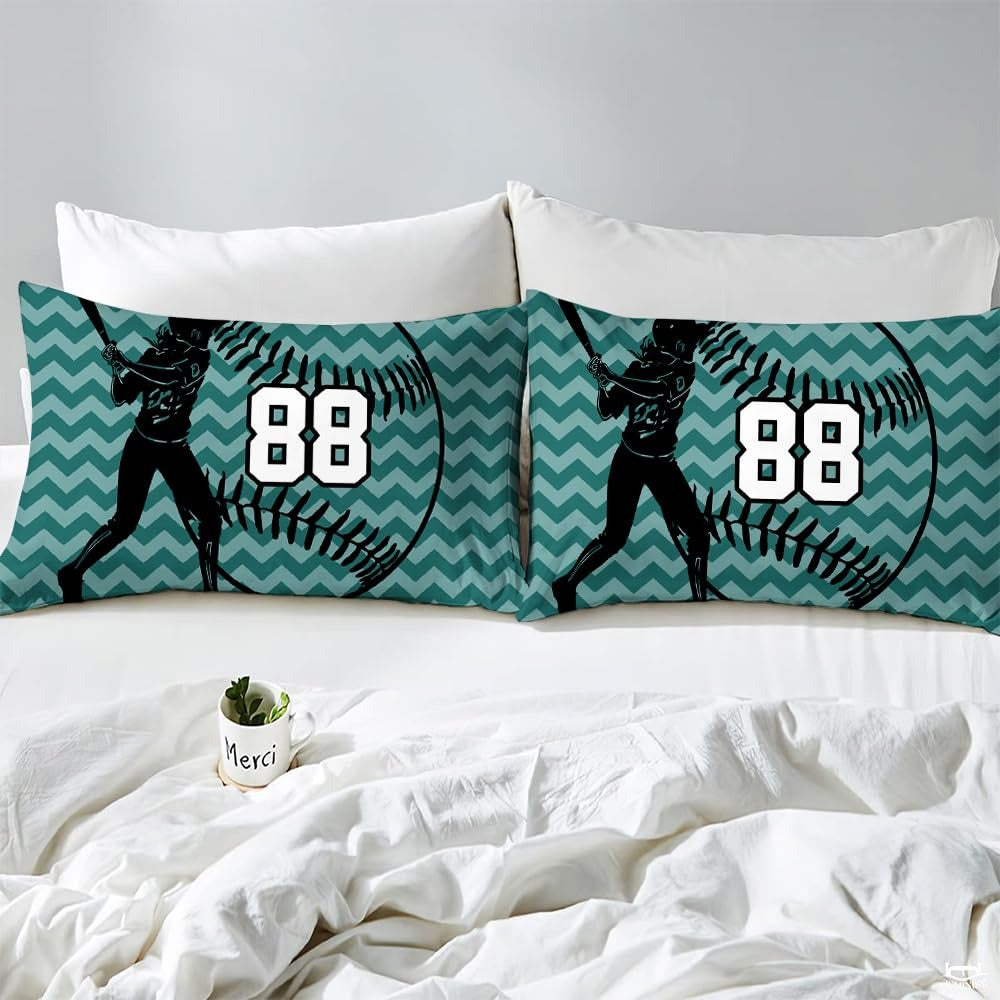 Bright Teal Yellow Softball Comforter Set – Premium Sports Theme Bedding for Girls, Teens & Women Who Love Softball, Offered in Twin, Queen, King Bed Sizes