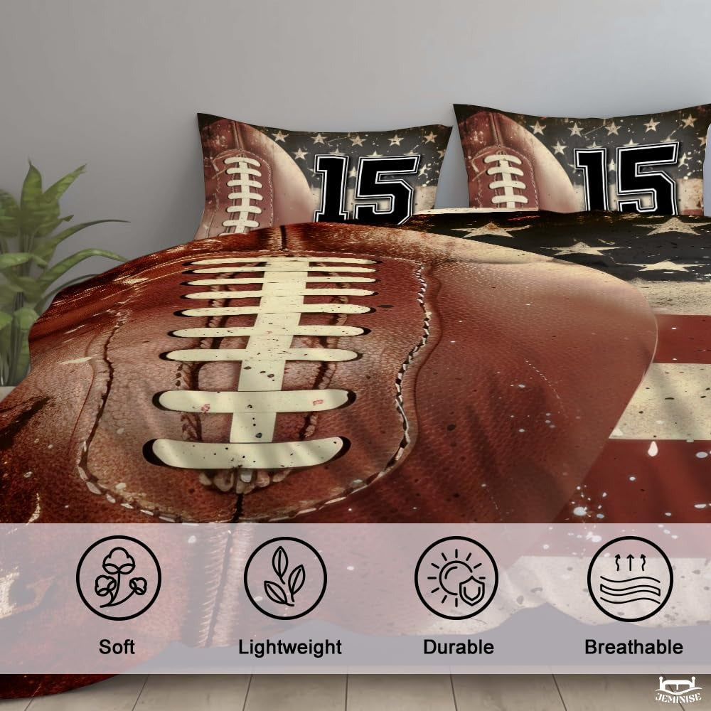 Custom Football Close Up on American Flag Comforter