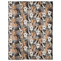 All-over pattern display showing a dense photo collage of slender Greyhound dog portraits.