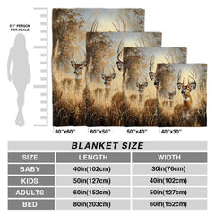 Detailed view of golden prairie grass and second buck silhouette on throw blanket