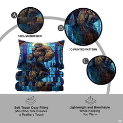 Rustic cabin bedroom styling of bigfoot bedding set displayed neatly on a mattress with natural wood decor.