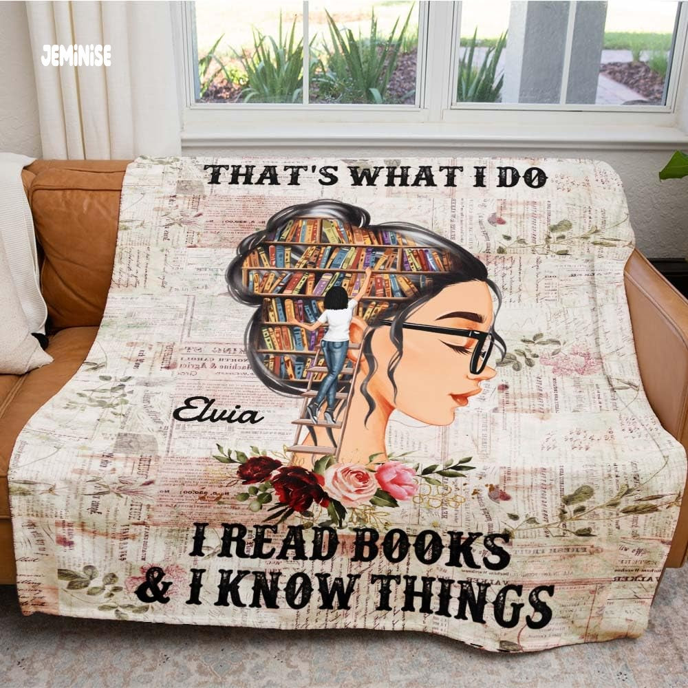 Jeminise Customized Reading Blanket for Book Lovers, Personalized Daughter Gift