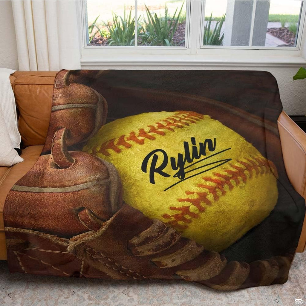Vintage athletic fielder mitt drape folded neatly on wooden bench