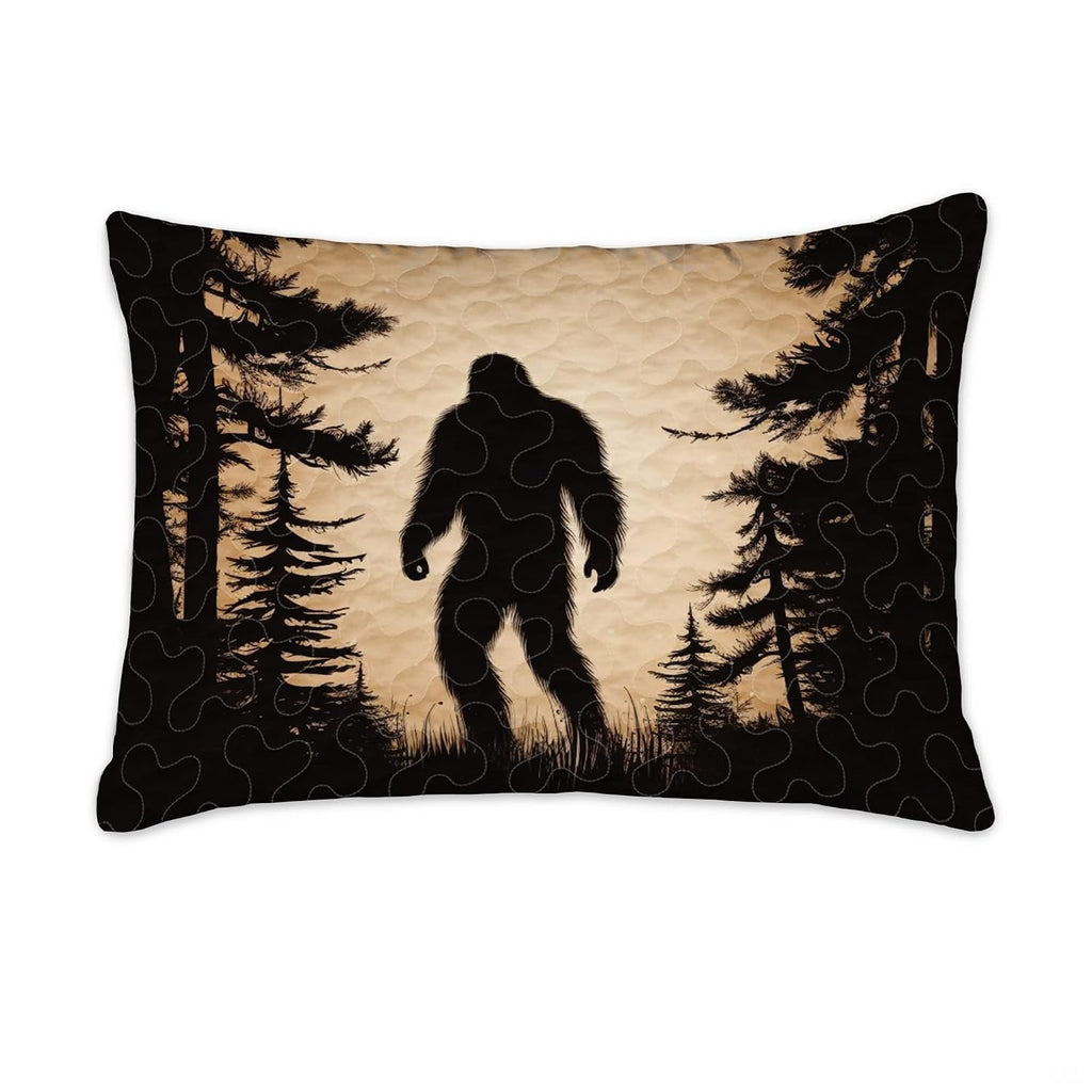 Matching pillowcase detail for woodland bedding set featuring coordinating golden wheat Bigfoot artwork