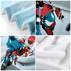 Collegiate block jersey number and fluid script typography on ice hockey graphic