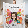 God says you are butterfly girl scripture blanket showing faith artwork view 1