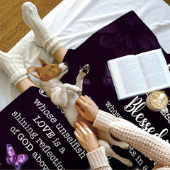 Custom Purple Floral Christian Cross Blanket, Machine Washable