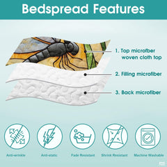 Dragonfly Patchwork Quilt Set, Animal Patchwork Bedset - Dragonfly Quilt Bedding Set, Premium Pattern Quilt Bedspread, Bedding Blanket Gift for Daughter Women