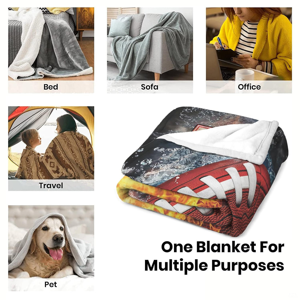 Dramatic football graphic split between fire and ice tones for energetic bedroom decor.