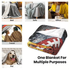 Dramatic football graphic split between fire and ice tones for energetic bedroom decor.