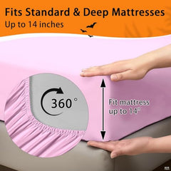 Pamnest Twin Halloween Comforter Set with Sheets, 5 Pieces Pink Bedding