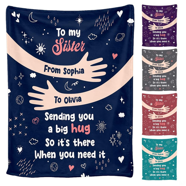 Celestial embrace doodle throw blanket view 2 detailing arms and whimsical doodles