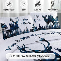 Personalized Deer Silhouettes Facing Each Other Comforter with Buck
