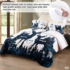 Personalized Deer Silhouettes Facing Each Other Comforter with Buck