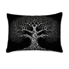 Matching pillowcase detail for Tree of Life bedding set featuring silver Celtic sacred tree motif