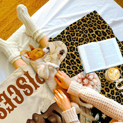 Home interior setting featuring the celestial female art throw blanket.