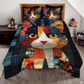 Cat Patchwork Quilt Set, Animal Pattern Bedding, Cat Pattern Quilt Set Patchwork Style, Colorful Quilts Bedspread Twin Size, Throw Full Queen King Quilt Blanket