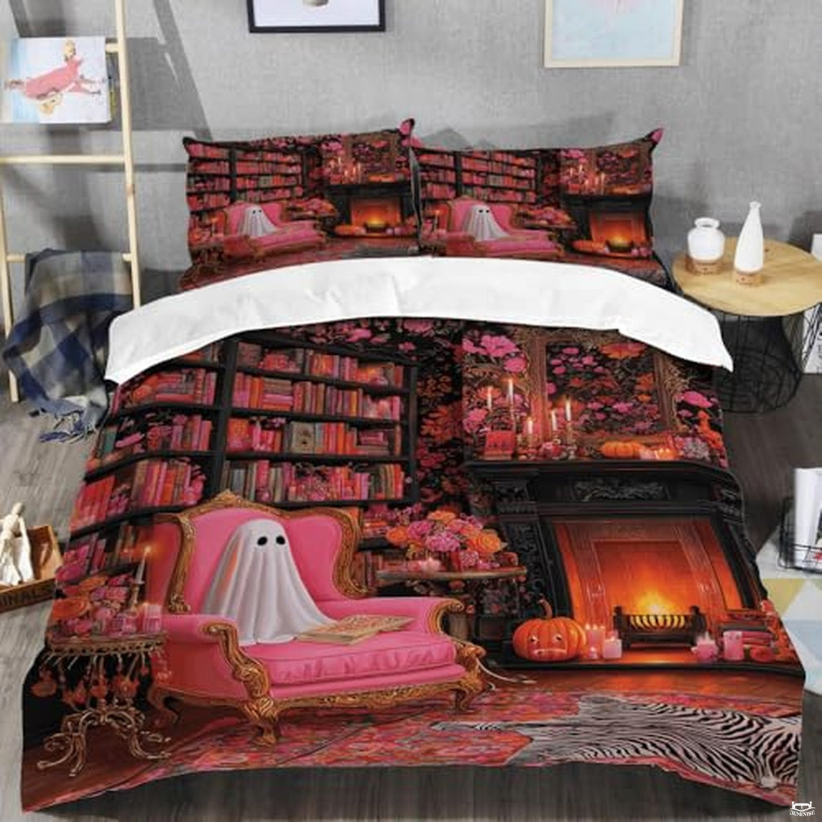 Personalized Halloween Bedding, Custom Halloween Duvet Cover, Ghost Pattern Festival Themed Comforter Cover Set for Boys Girls Adults Bedroom Bed Decoration (Ghost 12)