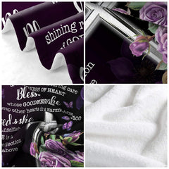 Custom Purple Floral Christian Cross Blanket, Machine Washable