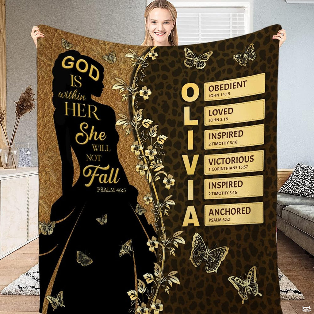 Golden butterfly leopard print bedding showing an elegant gown silhouette across a split embossed backdrop.