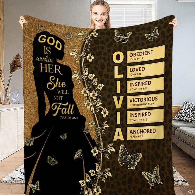 Golden butterfly leopard print bedding showing an elegant gown silhouette across a split embossed backdrop.