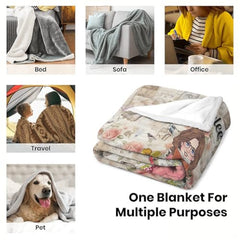 Customized Reading Blanket and Throw Book Lovers, Daughter Gifts, Cozy Throw for All Season (Girl Loves Book Design 02)