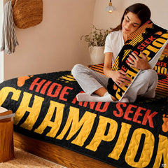 Side perspective of the retro Bigfoot sunset bedding set highlighting the vibrant evening horizon.