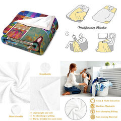 Meditation studio display showing the inspirational wellness blanket in a tranquil setting.
