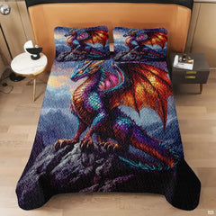 Matching pillowcase detail for fantasy bedding set featuring coordinating storm dragon artwork