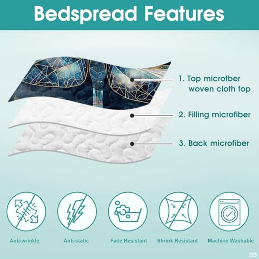Personalized Dragonfly Patchwork Pattern Quilt Set, Animal Style, Dragonfly Quilt Set Bedspread, Custom Nature Autumn Quilt Bedset, Cotton Bedding for Bedroom Girl Room (Water Lily Dragonfly Midnight)