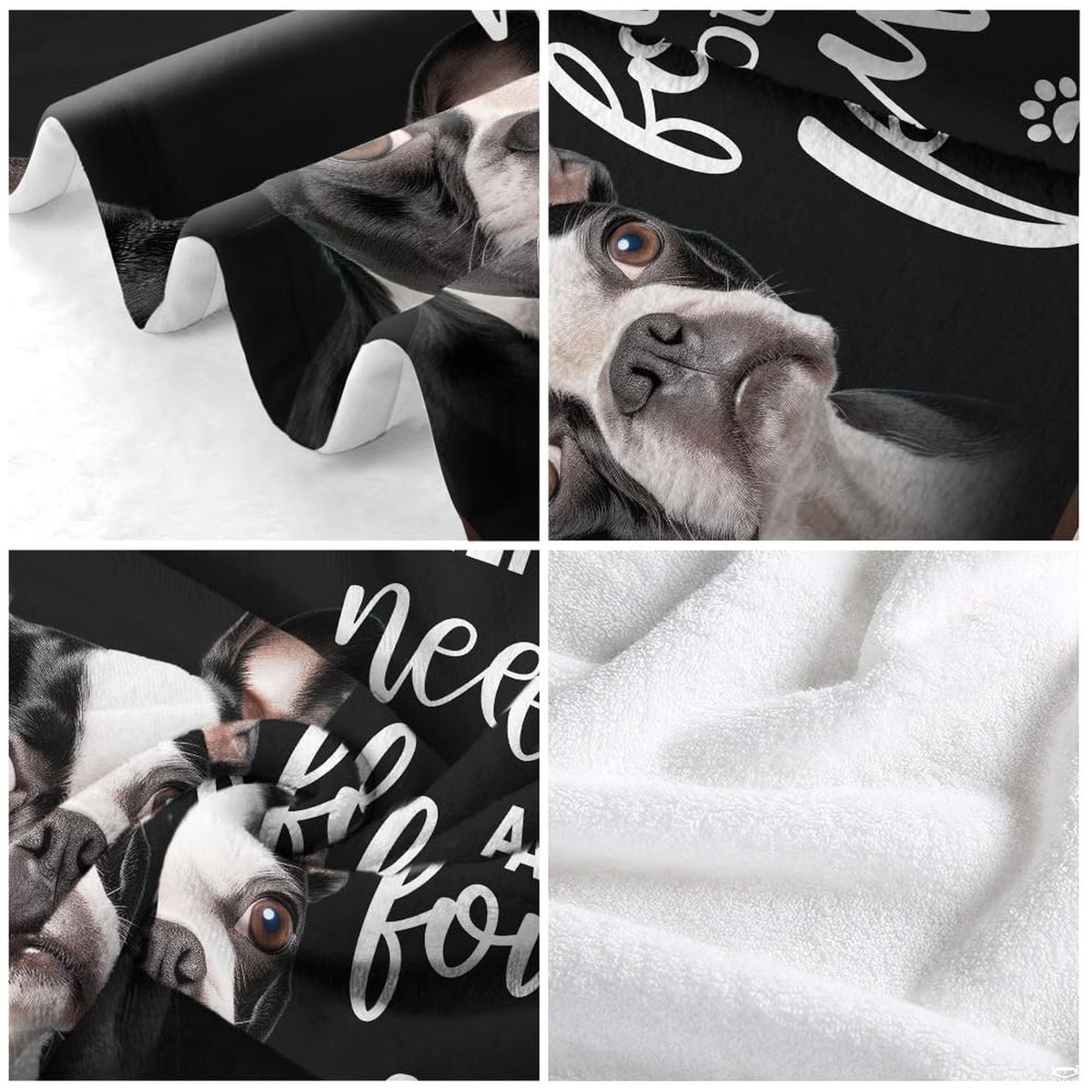 Bedding set arrangement highlighting canine silhouette blocks and tan decorative borders.