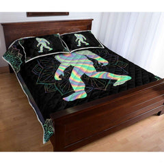 Matching pillowcase detail for woodland bedding set featuring coordinating blush sunset Bigfoot artwork
