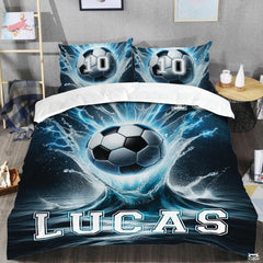 Custom Soccer Ball with Lightning Splash Comforter Set