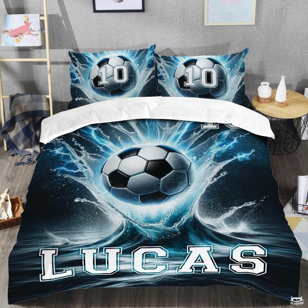 Custom Soccer Ball with Lightning Splash Comforter Set