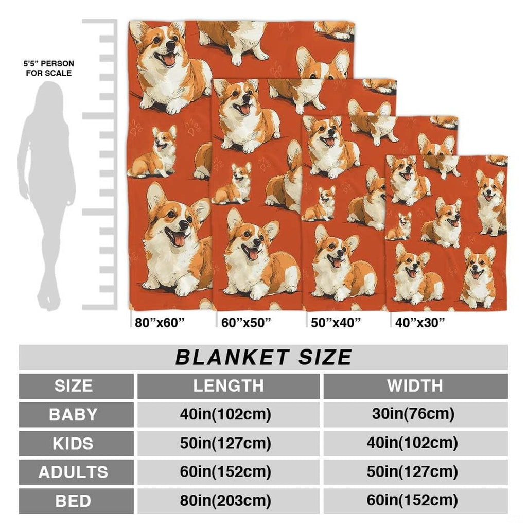 Terracotta dog pattern bedding showcasing repeating seated and resting Welsh Corgis.