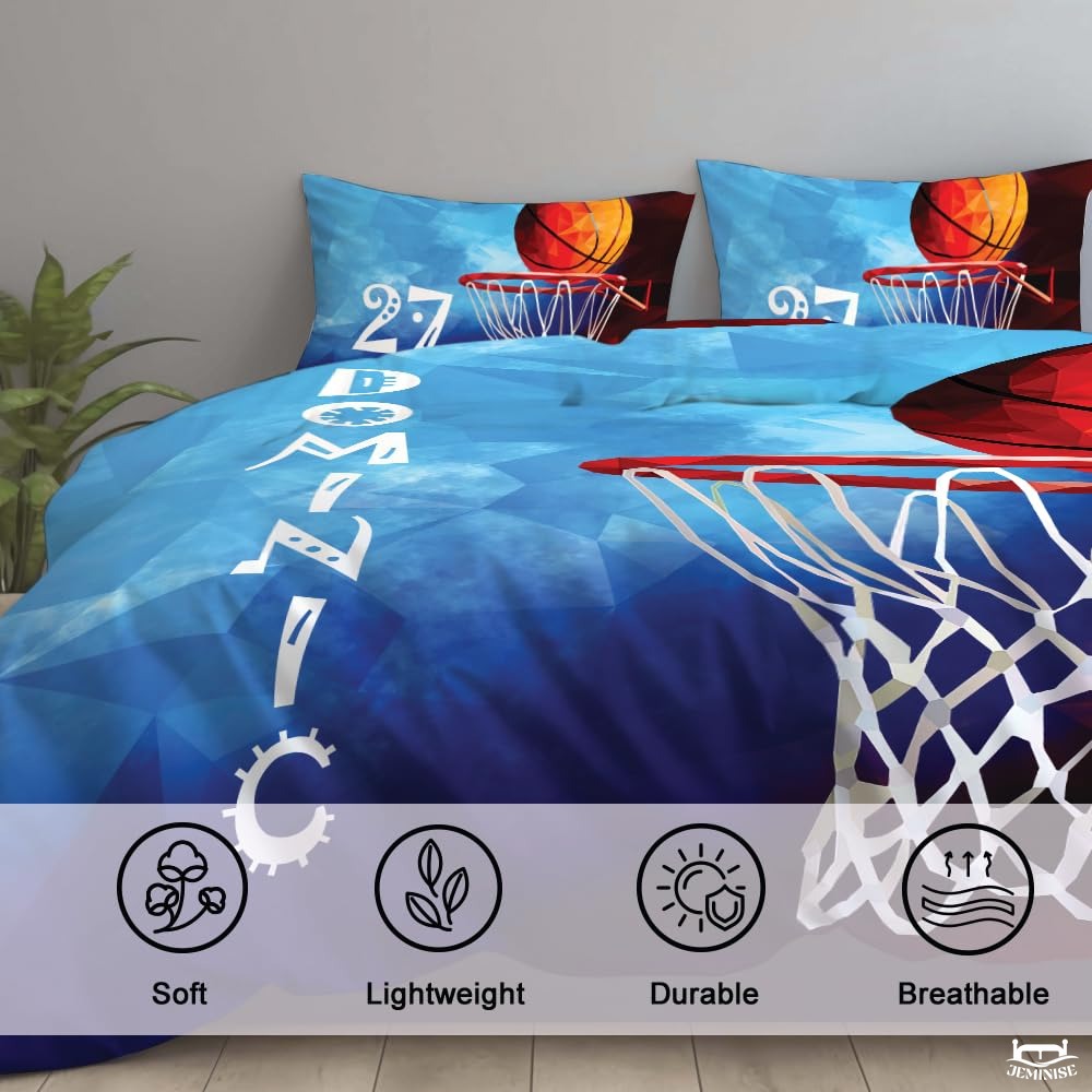 Personalized Basketball Above Hoop Close Up Comforter with Name and Number