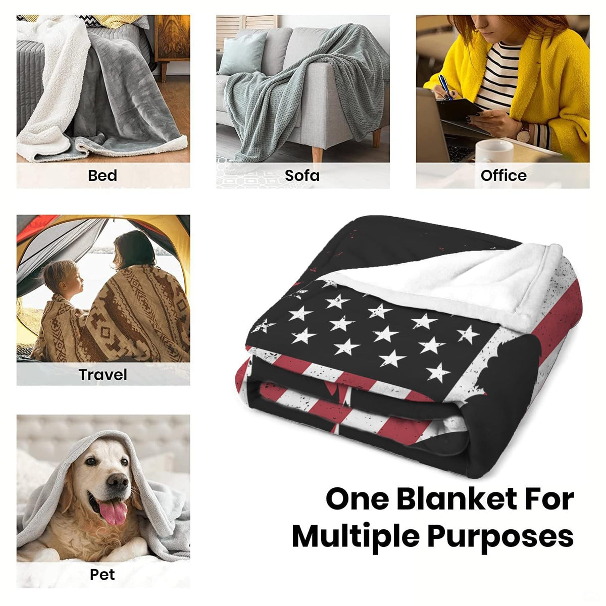 Bigfoot pine forest blanket spread across cabin living space