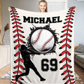 Baseball themed bedding set featuring a dynamic batter silhouette and bold athletic artwork.