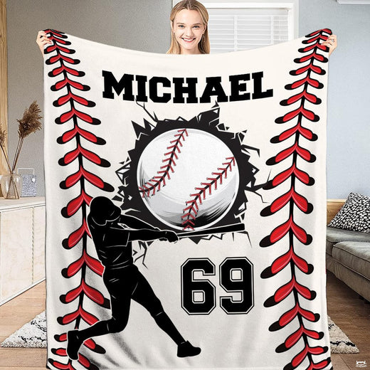 Baseball themed bedding set featuring a dynamic batter silhouette and bold athletic artwork.
