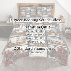 Full bedroom display of frost slate snowman bedding styled with festive seasonal winter room accents