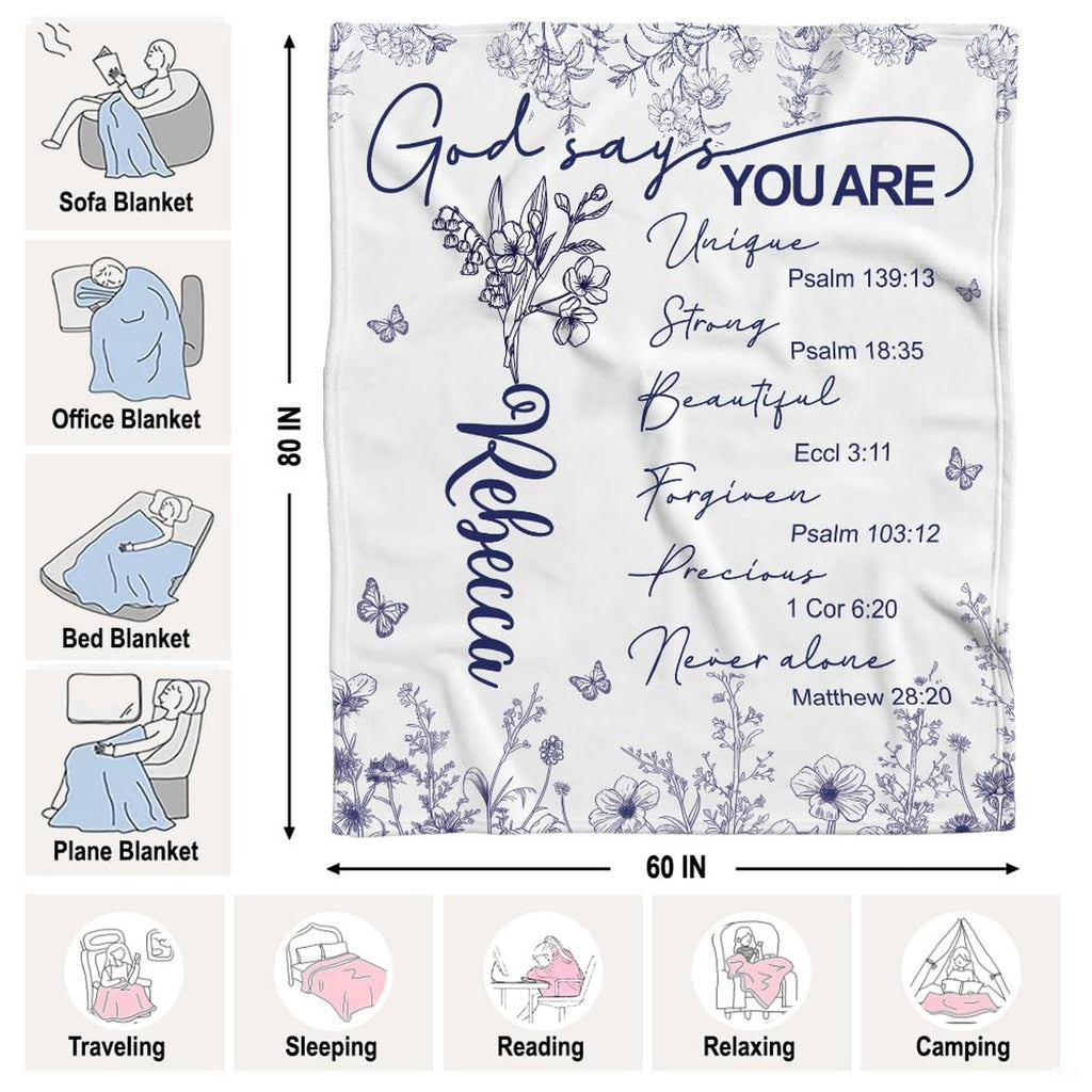 Full graphic layout of the botanical faith verse throw blanket.