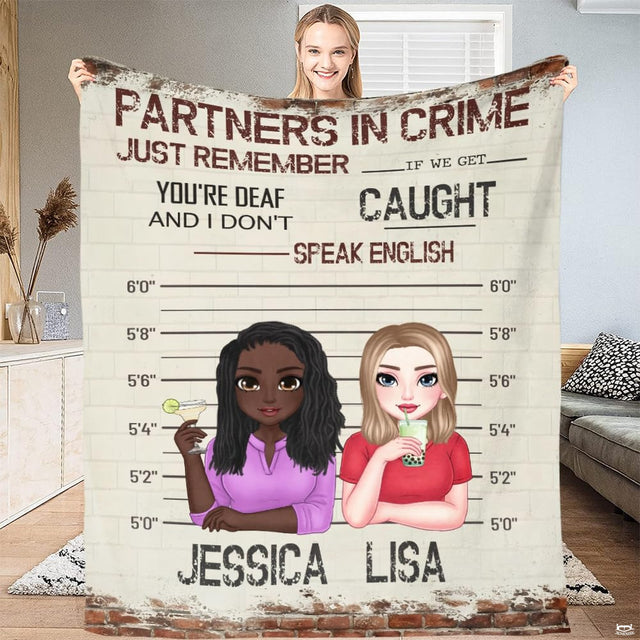 Best friends police lineup friendship blanket front display