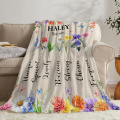 Custom Inspirational Floral Butterfly Bible Verse Blanket