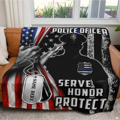 Patriotic thematic accent officer salute visual displayed across stylish bedroom bedding.