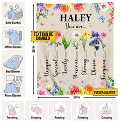 Custom Inspirational Floral Butterfly Bible Verse Blanket