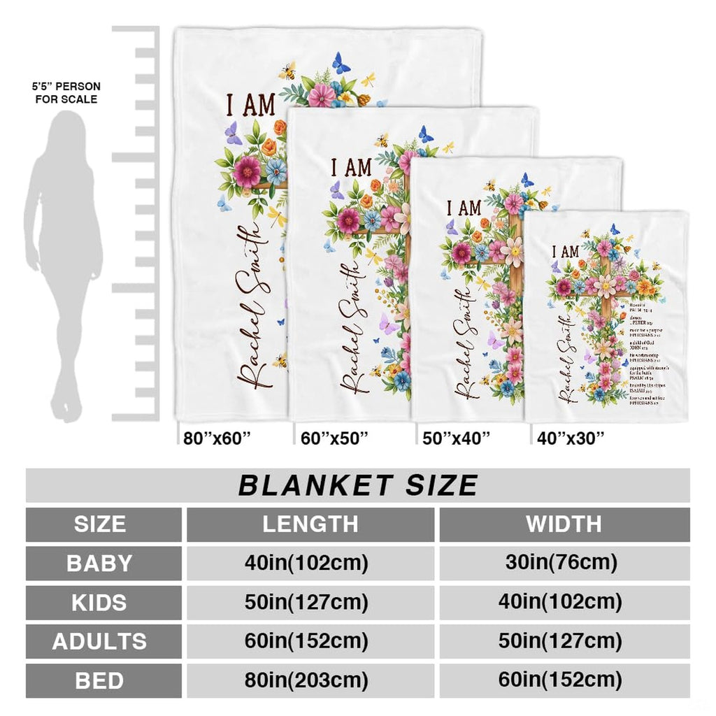 Lifestyle display of the floral cross blanket in a prayer or living space.