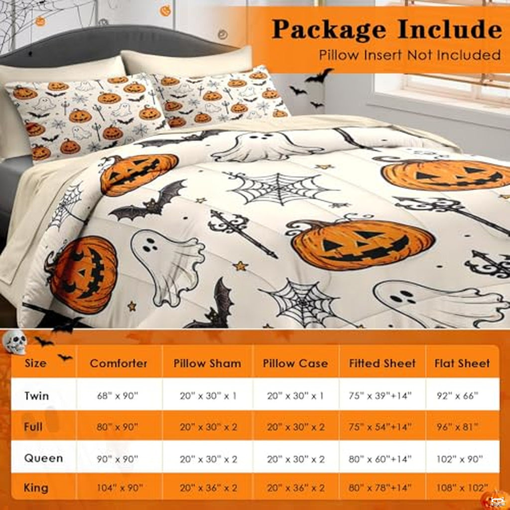 Pamnest Twin Halloween Comforter Set with Sheets, 5 Pieces Evil Bedding