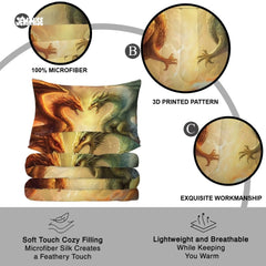 Jeminise Dragon on Cliff Comforter Set, Fantasy Bedding