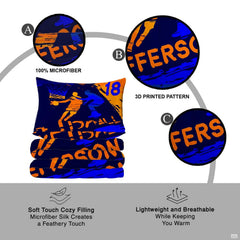 Overhead view of athletic basketball sports bedding spread across a contemporary bedroom bed setup